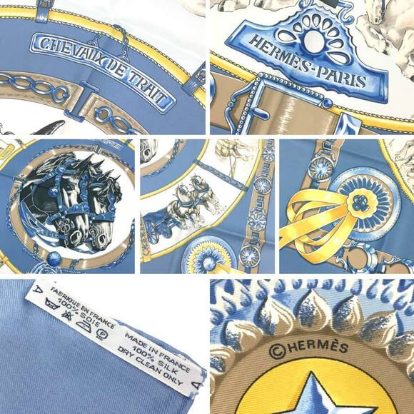 HERMES Authentic Blue Silk Scarf